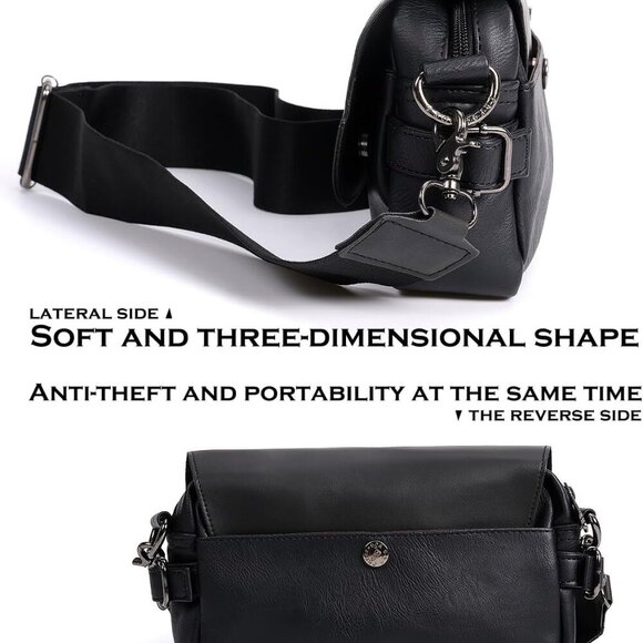 Men's Leather Shoulder Crossbody Bag, Daytime Small Wallet Backpack, Anti-theft - Picture 6 of 7